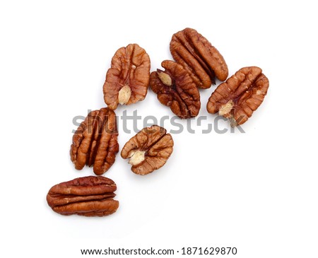 Pecans isolated on white background