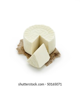 Pecorino - Sheep Chees, Sliced On White Background - With Path