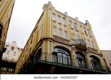 PECS , HUNGARY - AUGUST 14, 2018: The Exterior Of The Grand Hotel Palatinus In Pecs, Hungary