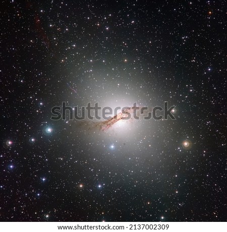 Peculiar galaxy Centaurus A. NGC 5128 in the constellation of Centaurus. Elements of this picture furnished by ESO