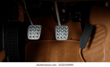 Pedals inside of a car 