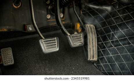 Pedals inside a vintage car