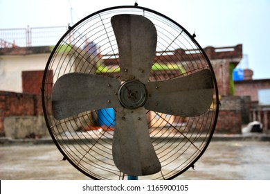 Pedestal Fan Silver And Brown Color