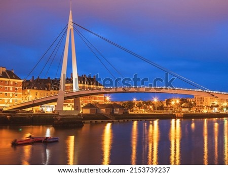 Pedestrian bridge in the center of Le Havre. Le Havre, Normandy, France