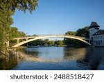 Abteibrücke, a pedestrian bridge  connecting treptower park to Insel der Jugend in Berlin, Germany