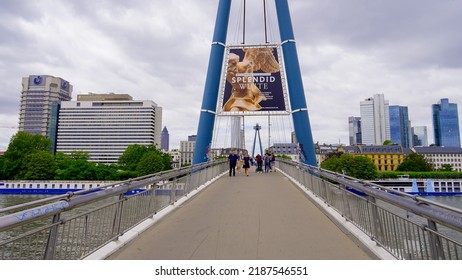 Pedestrian Bridge over River Main in Frankfurt - FRANKFURT MAIN, GERMANY - JULY 12, 2022
