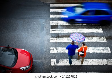 Pedestrian Crossing With Car