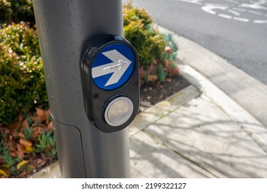 Pedestrian Crossing Control Activation Button On A Traffic Light Pole In South Australia On A Day