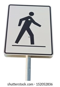 Pedestrian Crossing Street Sign On Metal Stock Photo 152052836 ...