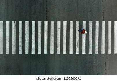 Pedestrian Crosswalk Aerial View From Above