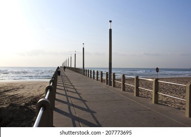 Pedestrian Pier Leading Into Sea At Durban, South Africa,