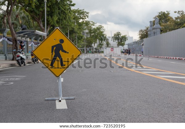 pedestrian sign in the\
street