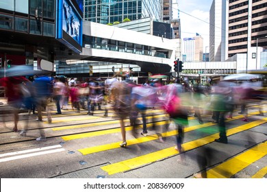 Pedestrians In Central Of Hong Kong