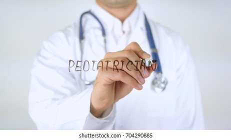 Pediatrician, Doctor Writing On Glass