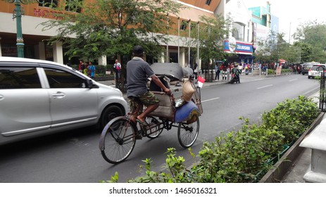 Pedicab Malioboro Street Yogyakarta Indonesia Old Stock Photo ...