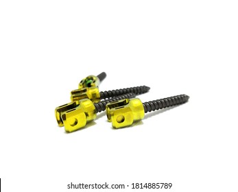 Pedicle Screws For Medical Spine Fusion Surgery. White Background