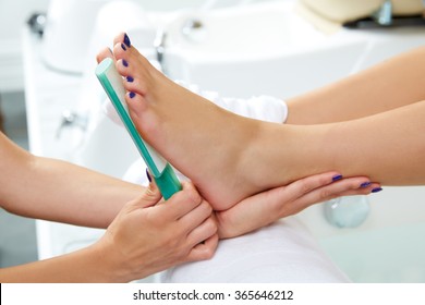 Pedicure dead skin remover foot rasp woman in nail salon