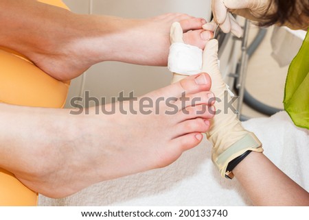 pedicure foot in a modern beauty salon