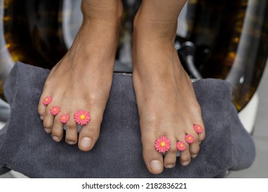 Pedicure Toe Separators In A Beauty Salon