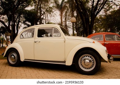 São Pedro, São Paulo, Brazil. August, 7 2022: Exhibition Of Vintage Cars. 2nd Meeting Of Beetles And Air Derivatives 