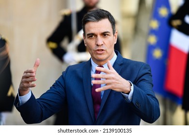 Pedro Sánchez Pérez-Castejón, Prime Minister Of Spain At The Elysee Presidential Palace In Paris, France On March 21, 2022.