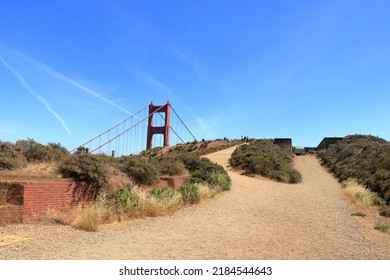 Peek of the Golden Gate hiking up to Battery Spencer, Marin Headlands, California