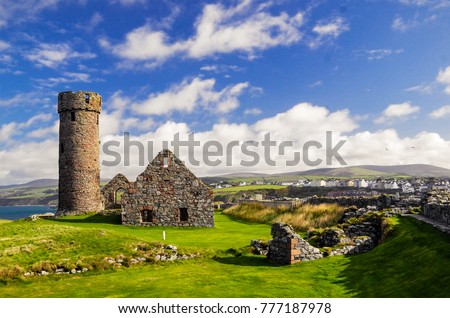 Peel castle constructed by Vikings in Peel city in the Isle of Man