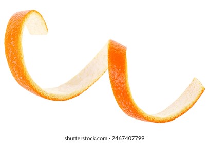 Peel of fresh orange fruit isolated on a white background. Slice of citrus zest. - Powered by Shutterstock