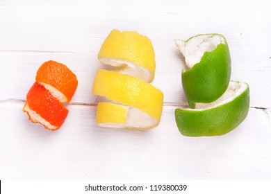 Peel Of Lemon, Tangerines And Pomelo Side By Side, Clementine, Lemon, Pomelo, Orange, Yellow, Green