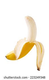 Peeled Banana On White Background