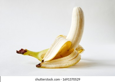 Peeled Banana On White Infinity Cove Background