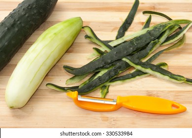 Peeled Cucumber With Shelled Peel.