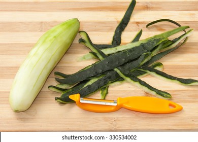 Peeled Cucumber With Shelled Peel.