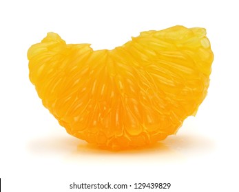 Peeled Mandarin Orange Segment On White Background