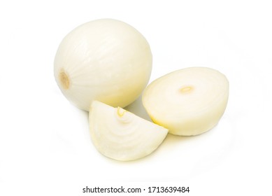 peeled onions on a white background. Useful product for humans. Selling onions on product sites. Fresh eco-friendly products.
