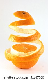 Peeled Orange Isolated On White Background.