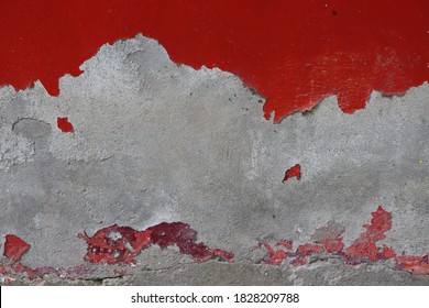 Peeled Paint Of Old Red Wall