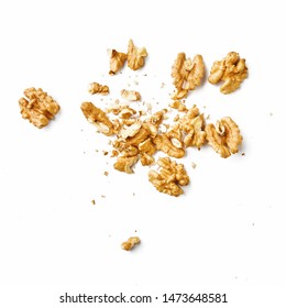 Peeled walnut isolated on white background