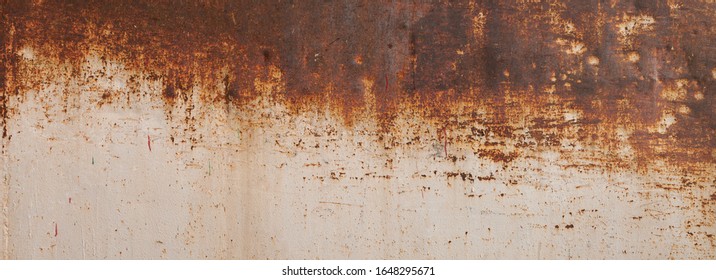 Peeling paint on the rust wall. Empty for design, pattern, cover, overlay texture, background and other, Surface of old steel background. - Shutterstock ID 1648295671