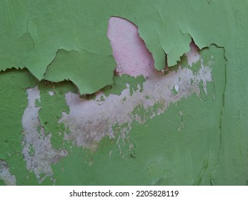 Peeling Wall Paint On A House Building.