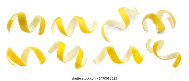 Peels of lemon isolated on white, set - Powered by Shutterstock