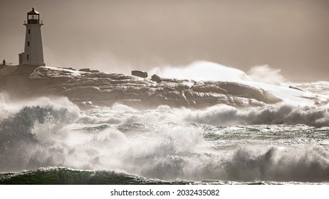 Peggy Cove Lighthouse In Nor'easter