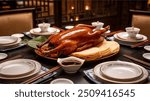 
Peking Duck : A renowned dish from Beijing, Peking duck is famous for its crispy skin and tender meat, often served with pancakes, hoisin sauce, and scallions.