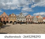 Pelhrimov Masaryk Square and city center with church lookout tower,Vysocina region,Bohemia, Czech Republic
