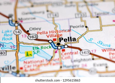 Pella. Iowa. USA On A Map