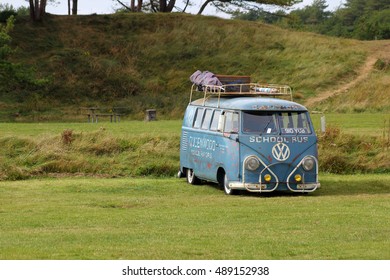 Pembrey Country Park, Carmarthenshire, Wales,UK-4th September 2016. Vintage Vollswagen Minibus Originally From New South Wales In Australia And Then Belonging To Queenwood School For Girls.