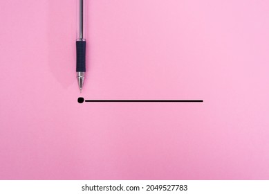 pen in black with an outline to the end point on a pink background. Creativity inspiration idea concept - Shutterstock ID 2049527783