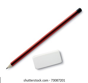 pen and eraser sharpener on white