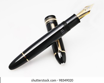 Pen Expensive And Vintage Isolated With Shadows