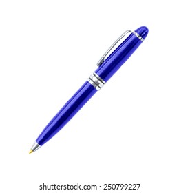  Pen Isolated On White Background, Blue Color